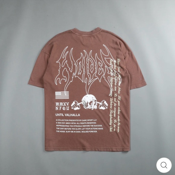 DARC SPORT UNTIL VALHALLA “US VS THEM” NORSE BROWN SHIRT - Picture 2 of 5